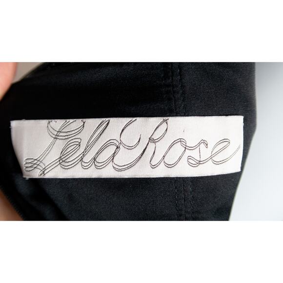 LELA ROSE Sleeveless Sequin Beaded Black Dupioni Silk Bustier Cocktail Dress 4 - Picture 10 of 11